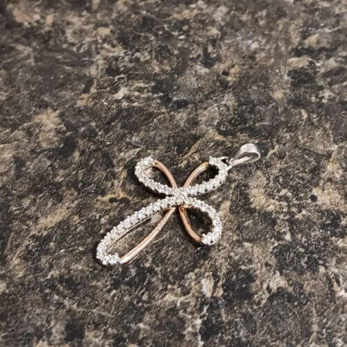 10k Rose and White Gold Cross