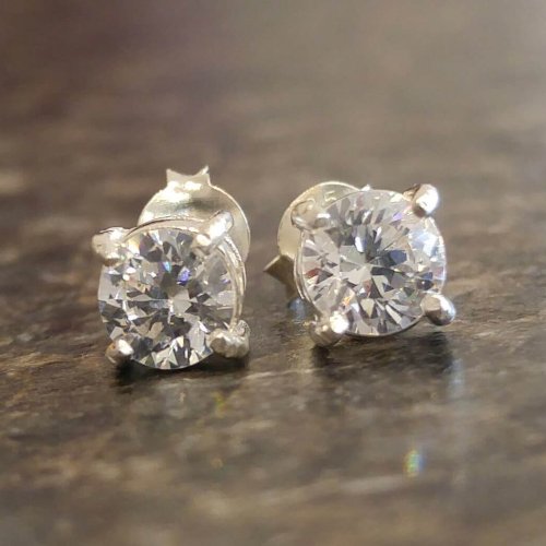 Silver Cubic Zirconia Stud Earrings