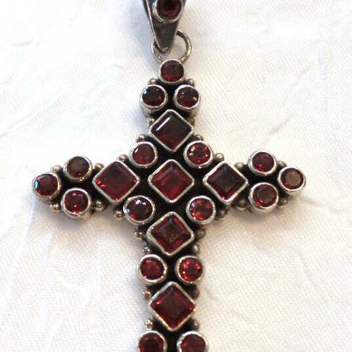 Silver Garnet Cross