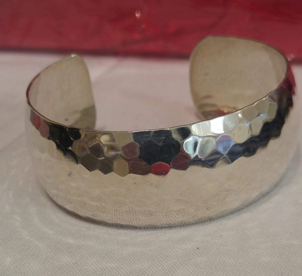 Hammered Styled Silver Bangle