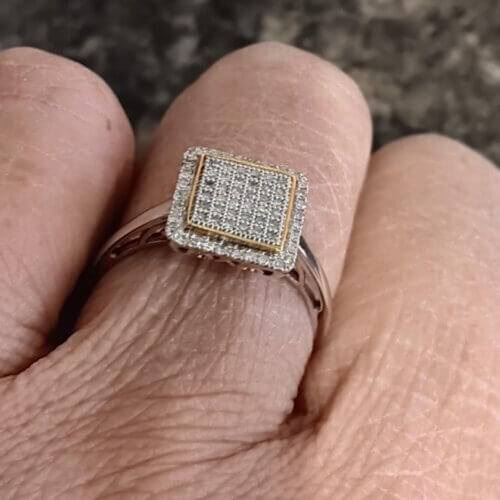10k Square Cluster Diamond Ring