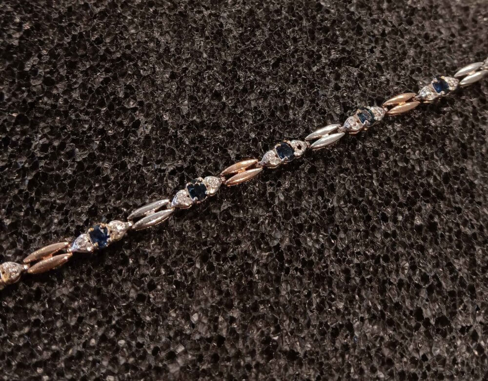 10k Gold Diamond & Blue Sapphires Bracelet.