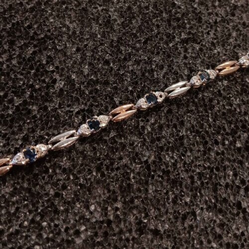 10k Gold Diamond & Blue Sapphires Bracelet.
