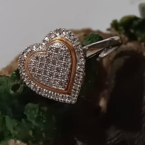 Two tone 10k Diamond Heart Ring