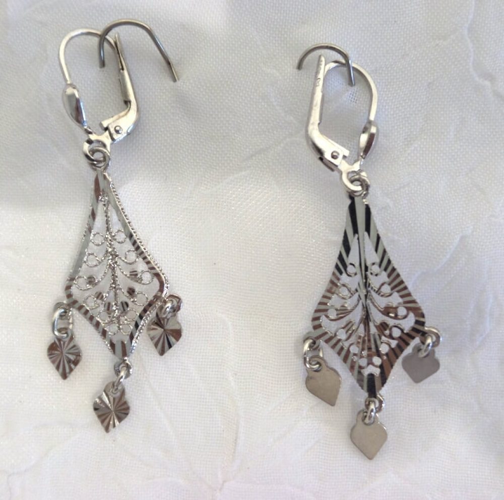 10k White Gold Chandelier Earrings