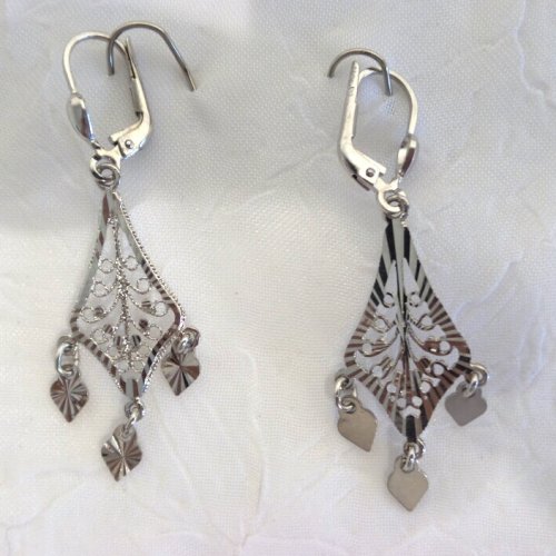 10k White Gold Chandelier Earrings