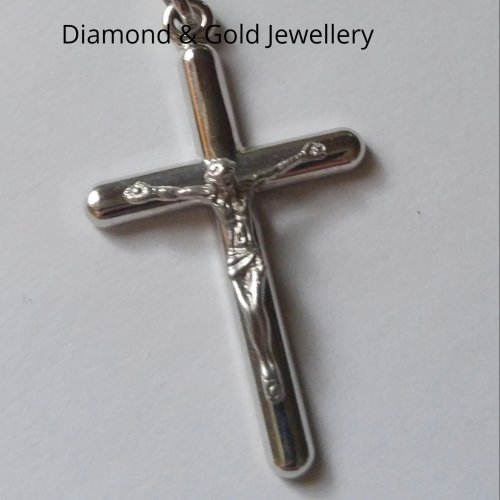 10k White Gold Cross