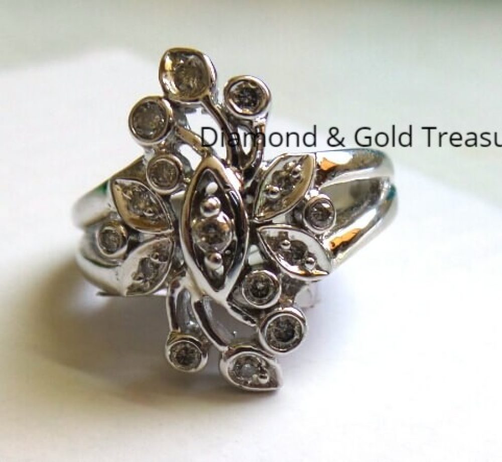14k White Gold Cluster Ring