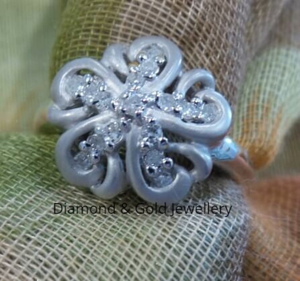 Diamond White Gold Flower Styled Ring in 10k