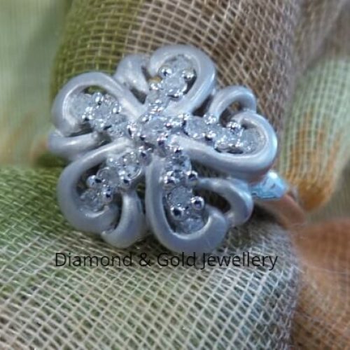 Diamond White Gold Flower Styled Ring in 10k